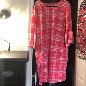 Coral Glen Plaid Bell Sleeve Shift Dress